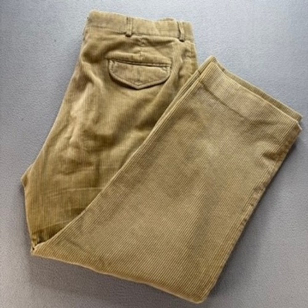 LL Bean Corduroy Pants Mens W35 Tan Vintage Straight Leg Wide‎ Wale
